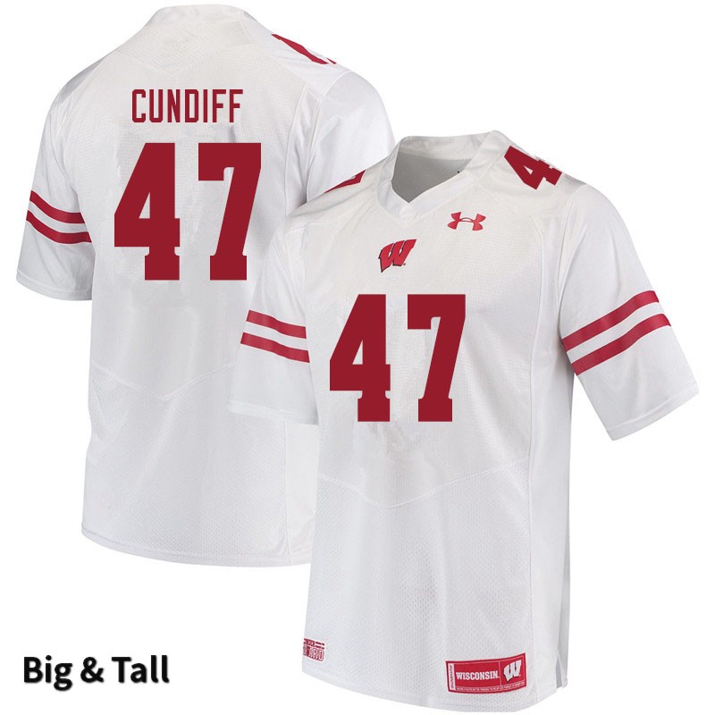 Wisconsin Badgers Men's #47 Clay Cundiff NCAA Under Armour Authentic White Big & Tall College Stitched Football Jersey FG40Y46DJ